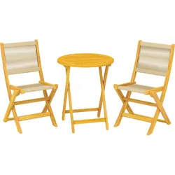 BALKONMÖBEL-SET 3er Set Akazienholz Kunststoff Naturholz