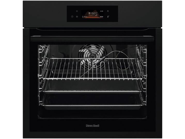 Dieter Knoll Einbaubackofen, Schwarz, Metall, Glas, A+, 59.4x59.4x56.8 cm, Kindersicherung, Elektronikuhr, Kühlgebläse, Tür mit Soft-Close, Vollglas-Innentür, Backofenbeleuchtung, Pyrolyse-Selbstreinigung, Küchen, Küchenelektrogeräte, Backöfen & Herde