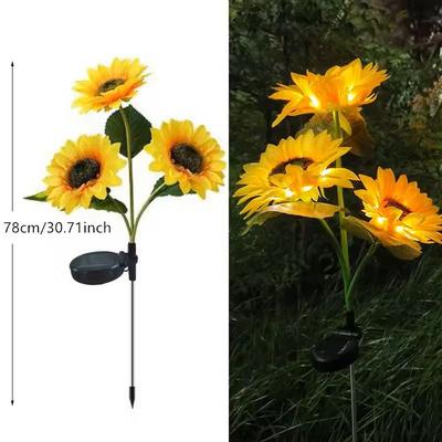 Uplift Treasures Solar Sunflower Garden Stake Lights 3 Heads