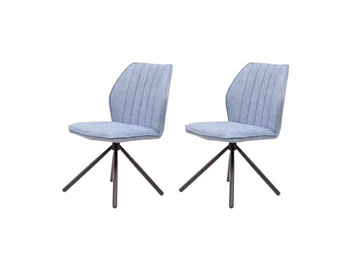 Casa Vital Esszimmerstuhl Jones, 2er-Set, 51 x 63 x 90 cm, Sitz und Rückenlehne gepolstert, Ziernähte, Schwarze Metallbeine, 120 kg max. Belastung (Hellblau)