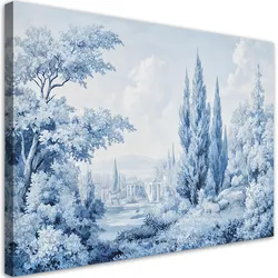 WANDBILD landschaft wald bäume natur blau