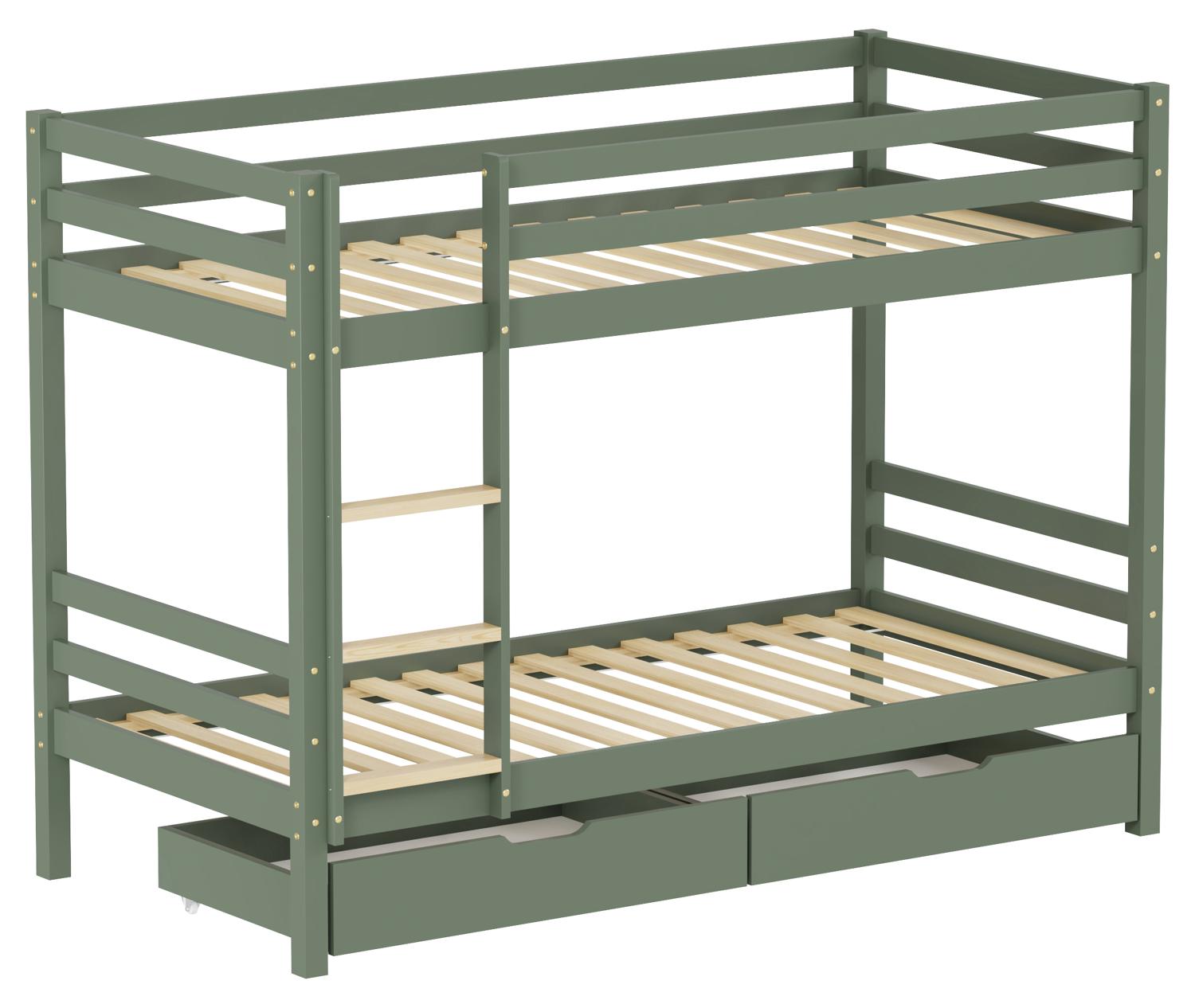 Etagenbett für Kinder 190x90cm grün mit Schubladen AMBRE