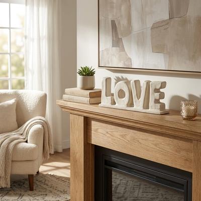 Sagebrook Home "Decorative Love Paper Mache Sculpture Object - 14"", Ivory - 14.0"""