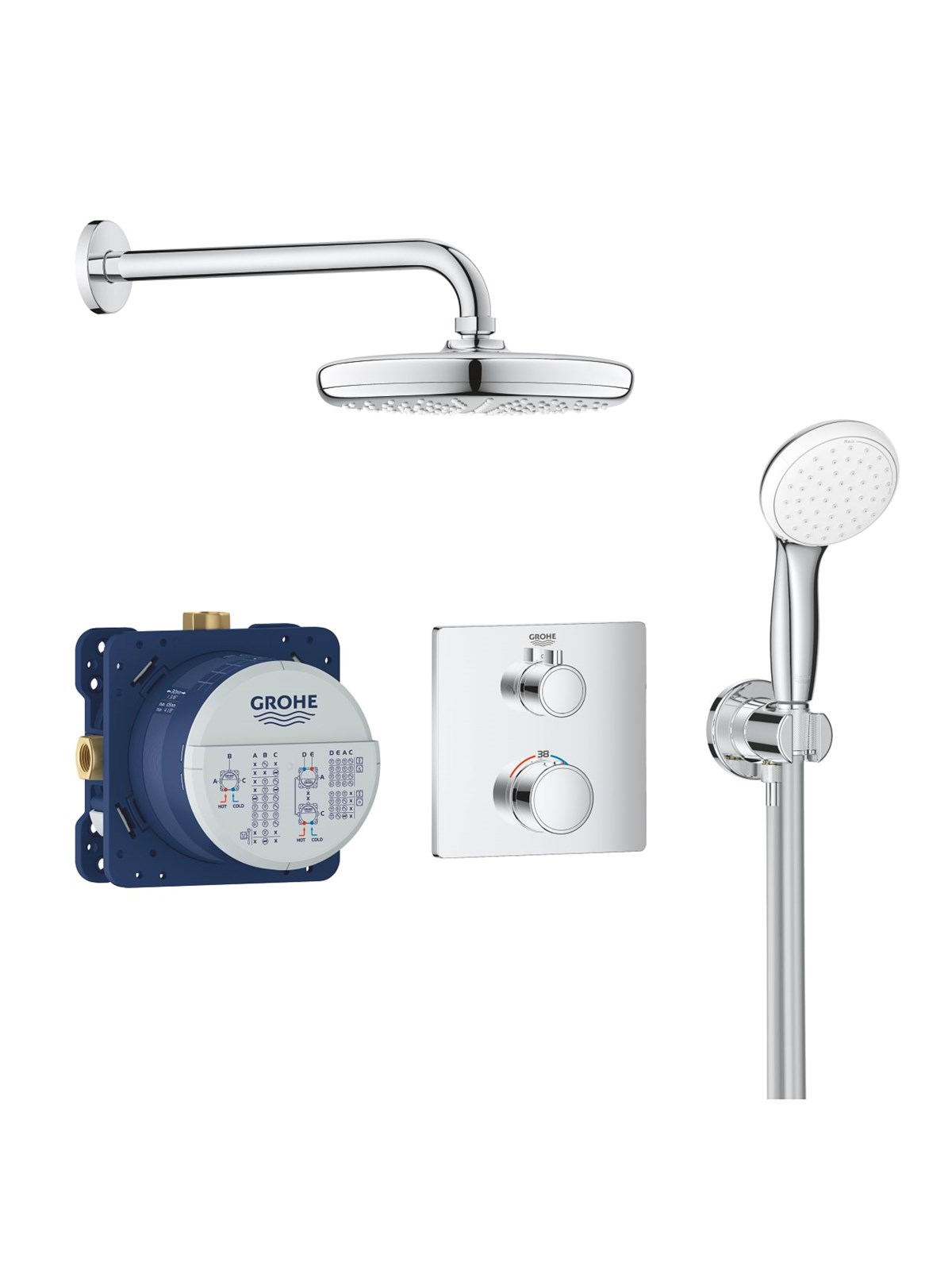 Grohe Grohtherm, Duschsystem Unterputz mit Tempesta 210, chrom