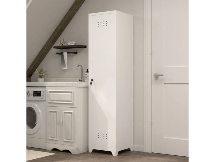Armoire à casiers Blanc 40x40x165 cm Acier-Meubles- Armoires & Meubles de Rangement- Casiers & armoires de Rangement