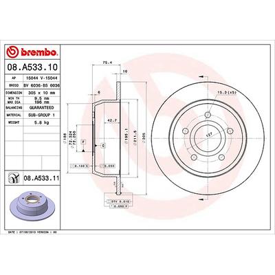 Brembo Bremsscheibe [Hersteller-Nr. 08.A533.11] für Jeep