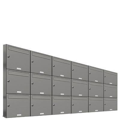 AL Briefkastensysteme 18 Fächer Premium Wand Briefkasten Anlage A4, in RAL 9007 Aluminium Grau und wetterfest, Artikelnummer: 331P18EA6P9007