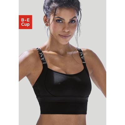 Sport-BH LASCANA ACTIVE, Damen, Gr. 80, Cup C, schwarz, Microtouch, Obermaterial: 76% Polyamid, 24% Elasthan, BHs Sport-BH, ohne Bügel in Longform – ideal für Yoga, Sport-Top