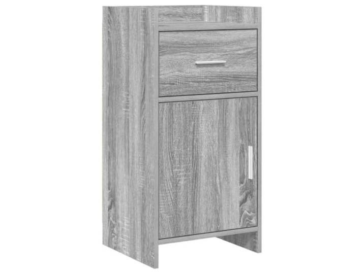 Favemtsl Sideboard Grau Sonoma 40x36x80 cm Beistellschrank Kommode Kompakter Schrank fuer Schlafzimmer Flur oder Esszimmer mit einer Schublade zwei Faechern und Metallgriffen