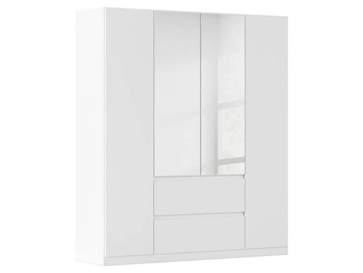 Drehtürenschrank, Silber & Weiß, 181x210x54 cm, Holzwerkstoff, 4 Fächer & 2 Schubladen, Rauch