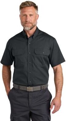 CornerStone CSW175 Short Sleeve Select Ripstop Shirt in Echo Steel size Medium   Cotton/Polyester Blend