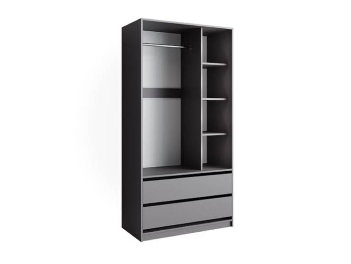 Vicco Kinderkleiderschrank Elmo , Anthrazit 100 x 200 cm mit 2 Schubladen, zur Aufbewahrung von Kleidung und Spielzeug kombinierbar