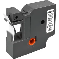 Schrumpfschlauch kompatibel zu Dymo IND Rhino 18055 (S0718300) schwarz auf weiß 12mm x 1,5m