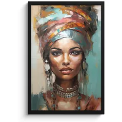 POSTER MIT RAHMEN Frau - Kunst - Schmuck - Porträt Bilder mit Rahmen 40x60 cm