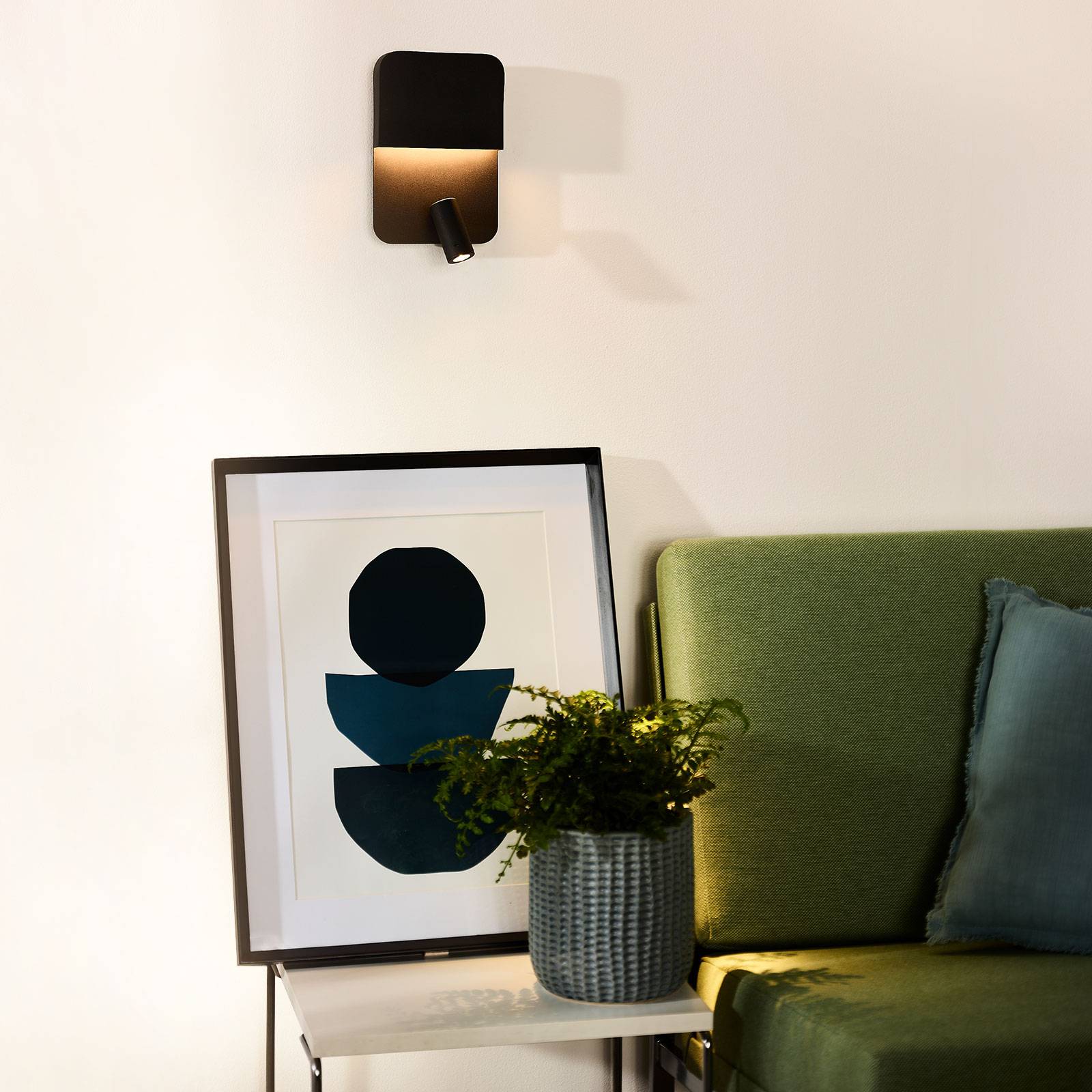 Lucide Wandleuchte Boxer, schwarz, für Wohn- / Esszimmer, Metall, Modern, Wandstrahler