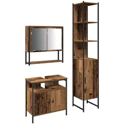 vidaXL Badezimmermöbel-Set mit Regal 3 pcs Altholz Holzwerkstoff