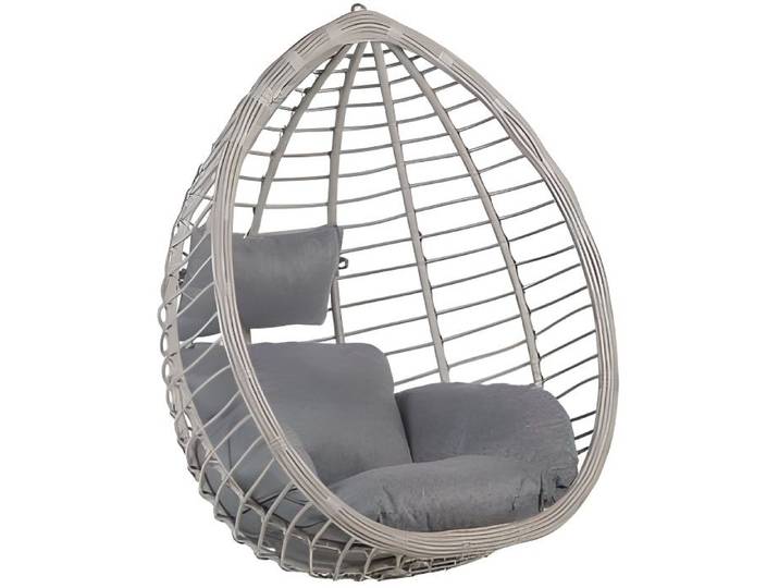 Fauteuil suspendu en rotin gris - BELIANI - TOLLO - Déhoussable - Relaxation - Urbain
