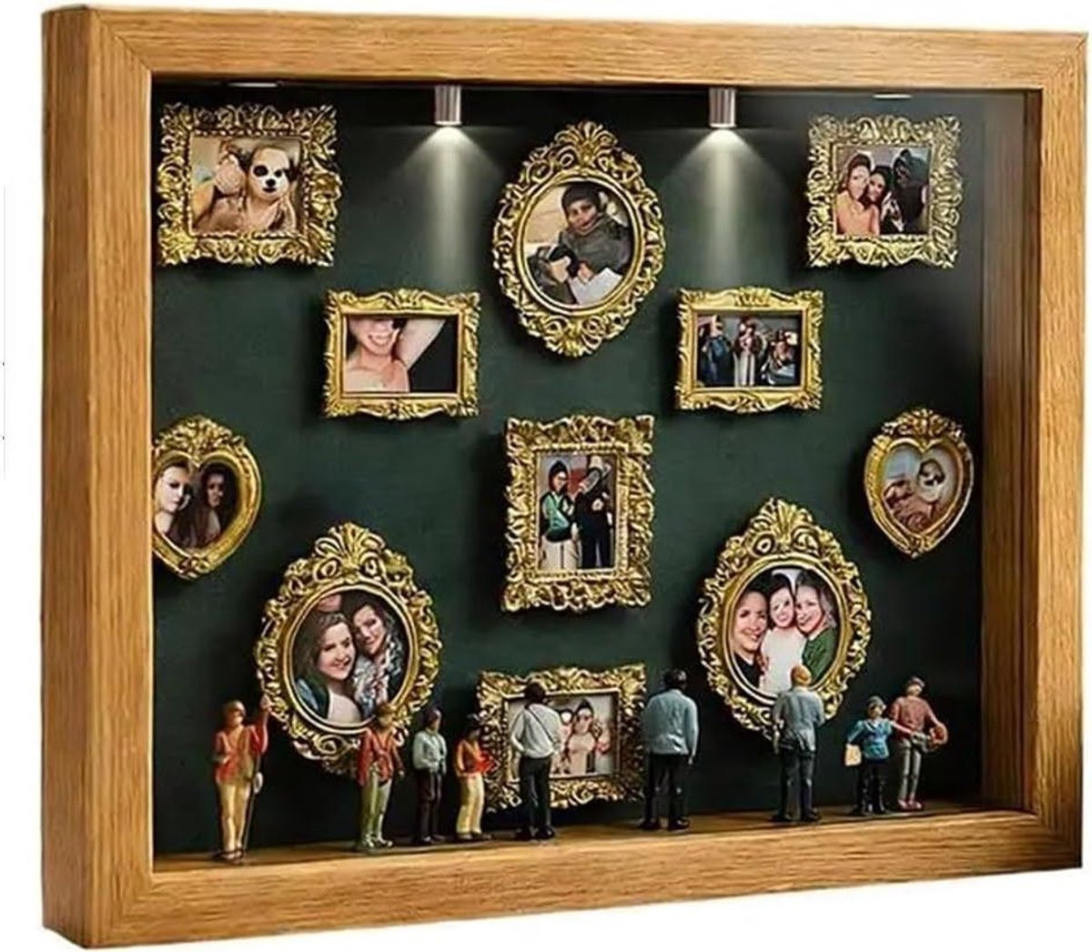 Creatieve fotodoos Herinneringsdisplay voor persoonlijke decoratie - Houtkleur - 22,7 x 31,4 cm