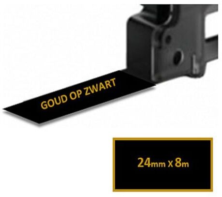 Q-Nomic TZe-354 cinta dorado sobre negro 24mm