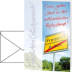 Perleberg Abschiedskarte 7410058-2, für Ruhestand, Klappkarte mit Umschlag, 11,6 x 16,6 cm