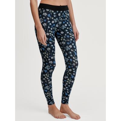 Leggings CALIDA "Elastic Trend", Damen, Gr. S (40/42), N-Gr, schwarz (schwarz print), Single Jersey, Obermaterial: 94% Baumwolle, 6% Elasthan, eng lang, Hosen Leggings, floraler Print, Baumwollmix, weicher elastischer Bund, bequem