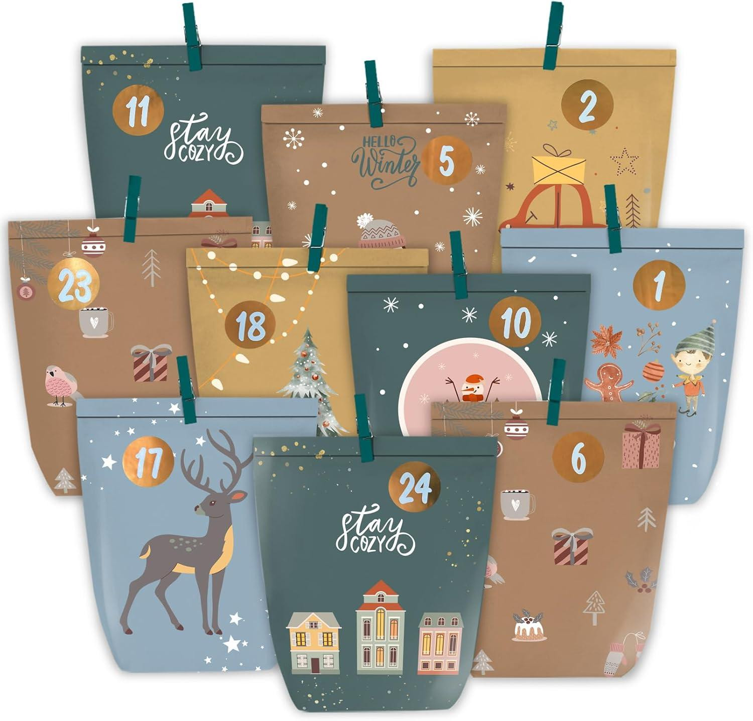 oCreon Adventskalender om zelf te vullen - 24 Doe-het-zelf adventszakjes voor kerst