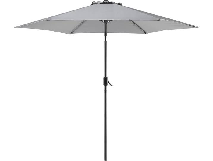 BELIANI Sonnenschirm Grau Polyester/Aluminium ⌀ 270 cm Terrasse Balkon Garten