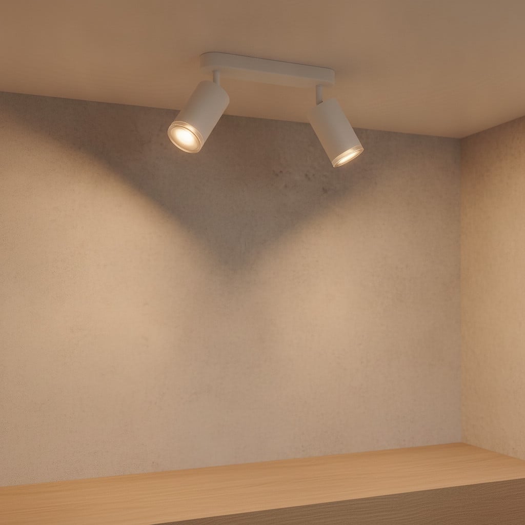 Lyora Opbouwspot Mao 2-lichts wit aluminium