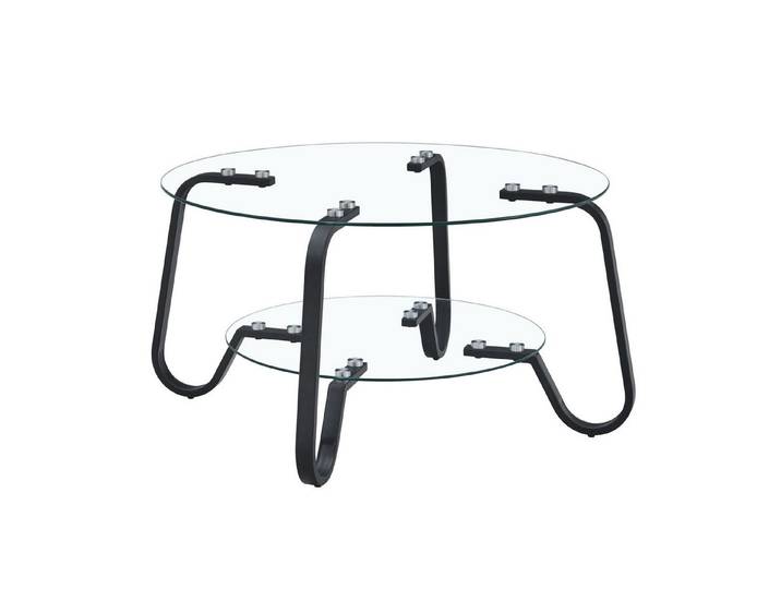 gopop Couchtisch Retro-Doppelglas-Tisch, Metallrahmen, goldfarben/argentfarben/schwarz (1-St)