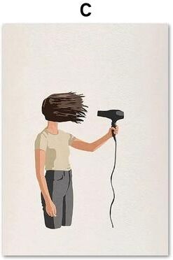 Inspired Finds Nordic Laundry Girl Canvas Wall Art Minimalist Bathroom And Living Room Decor c Minimal Flat Illustration 15.75x19.69in No Frame