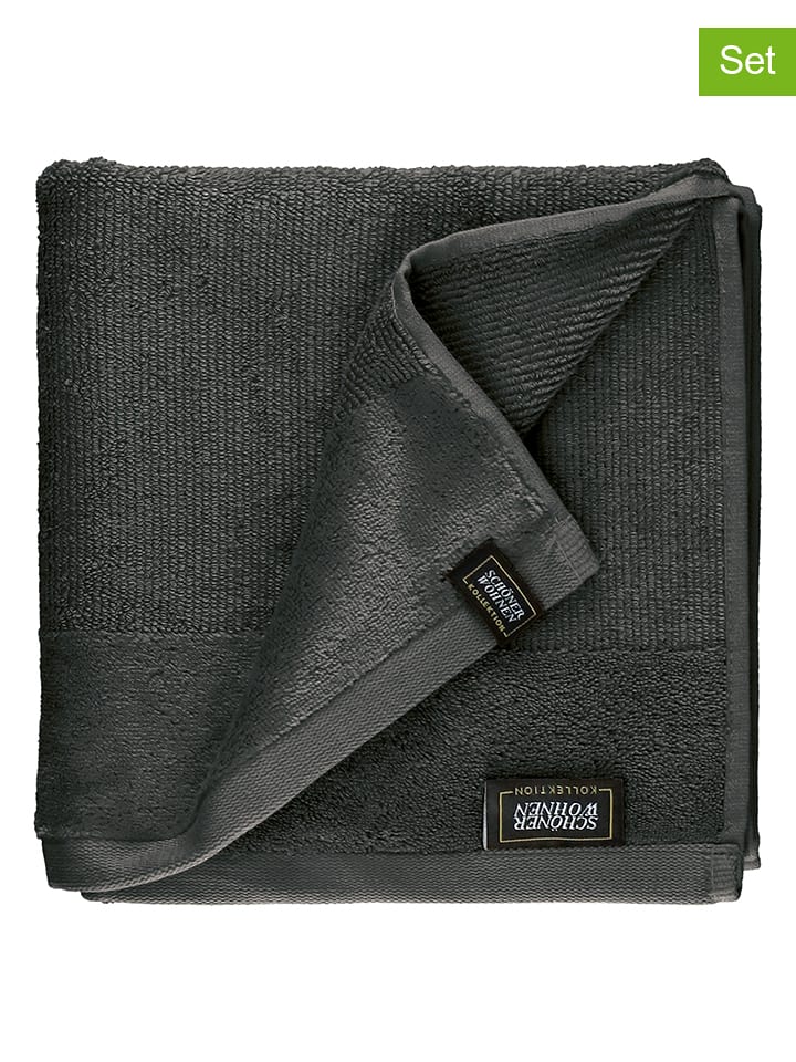 Schöner Wohnen 2er-Set: Handtücher ''Sense'' in Anthrazit - (L)100 x (B)50 cm - onesize