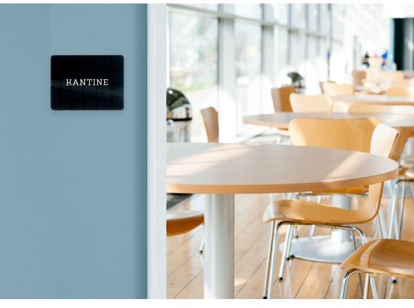 Securit Skilt   Kantine   12x9 Cm   Sort