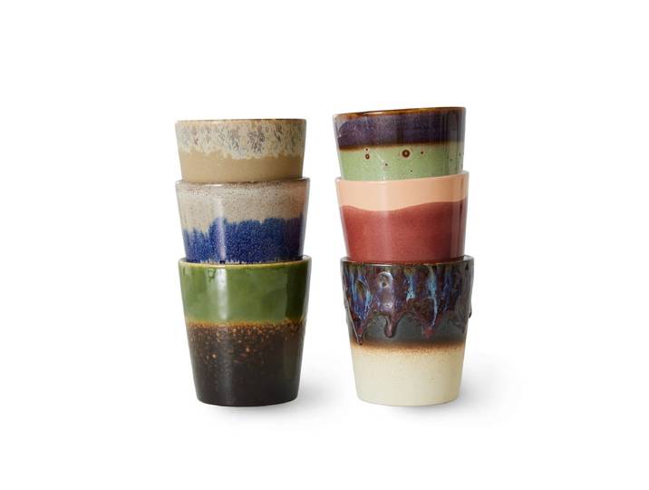 HKliving - 70's Kaffeebecher, 230 ml, grounding (6er-Set)