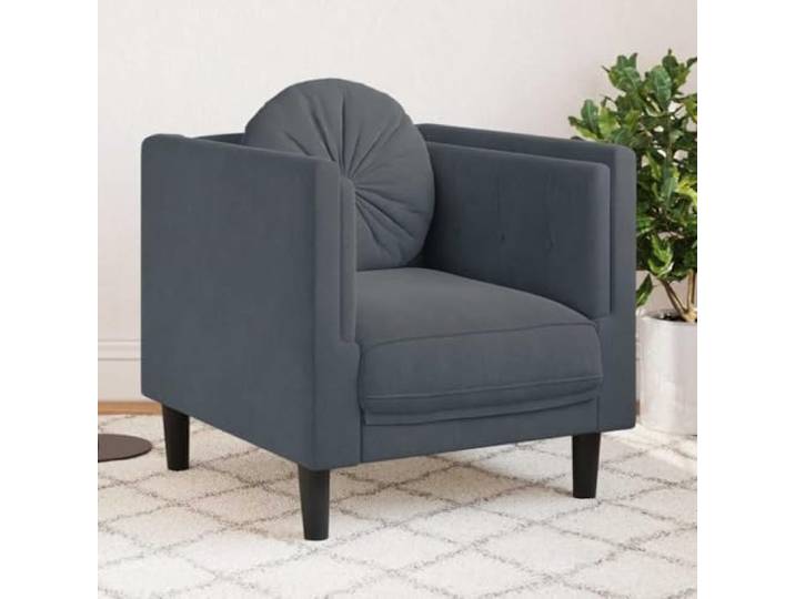 HEFZGDB Sessel mit Kissen Dunkelgrau Samt - Weicher Velours Stoff Polstersessel mit Dicker Polsterung und Stabilen Stützbeinen für Wohnzimmer, Lesen und Entspannung, Modernes Design,