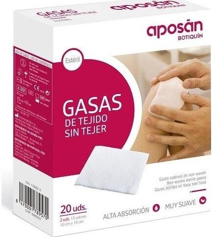 APOSAN gasa Estéril Tejido Sin Tejer 10 cmx10 cm 20 gasas (2 ud/Sobre)