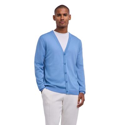 Cardigan FALKE "Pure Merino Wool", Herren, Gr. M, sky blau (6876), Strickjacken