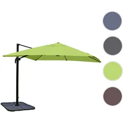 Gastronomie-Ampelschirm HWC-A96, Sonnenschirm, 3x3m (Ø4,24m) Polyester/Alu 23kg ~ grün mit Ständer