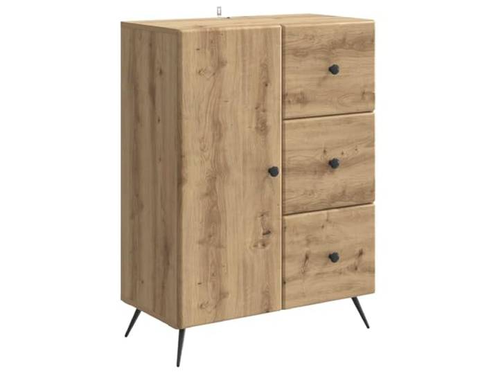 Favemtsl Sideboard Artisan-Eiche 66x34,5x90 cm Kommode mit 3 Schubladen Kompakter Mehrzweckschrank mit Drehtür für Wohnzimmer, Flur oder Büro, schafft geordneten Stauraum auf kleinem Raum.