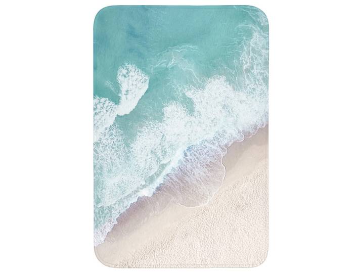 OnlyWow Badematte Strand - Meer - Natur - Sommer Rutschfest 60x90 cm, Türkis, Füllung: Polyurethan (Pur), Rechteckig, 60x90 cm, Heimtextilien, Badtextilien, Badematten