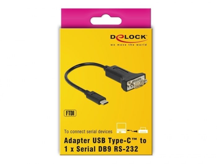 Delock Adapter USB Type-C 1 x Seriell DB9 RS-232 15cm schwarz