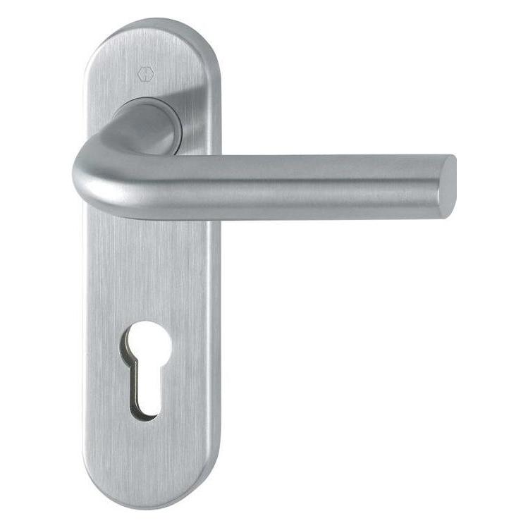 Hoppe Kurzschildgarnitur Bonn E150Z/353K Vierkantmass 8mm PZ-72 F69 Edelstahl matt Türdicke 35-45mm (Türgarnitur) (3307981)