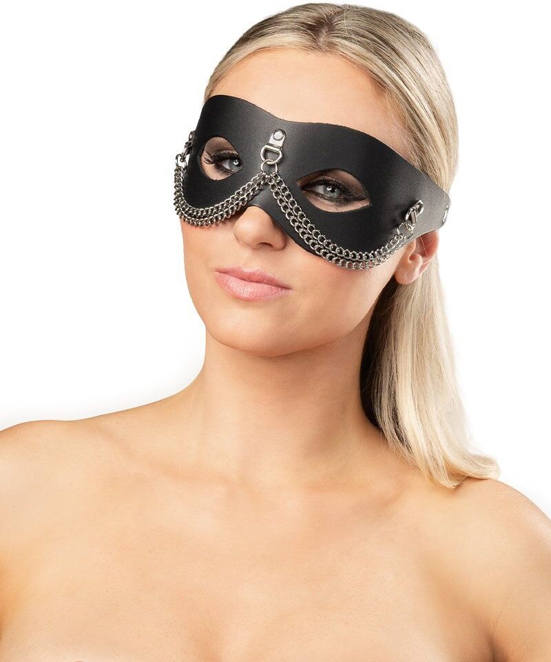 Rimba Masque en Cuir avec Décoration - Noir & Argent