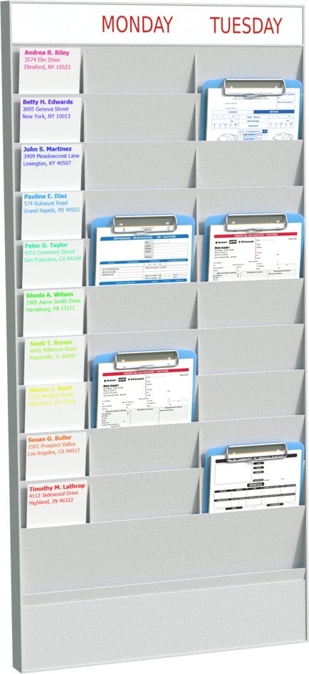 Paper Flow Wandplanner voor kantoor, 20 vakken, A5, grijs