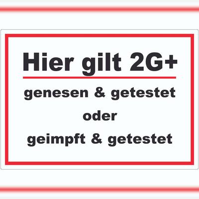 HB-Druck Hier gilt 2G Plus Hinweis Aufkleber mit Text A1 (594x841mm)