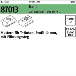 T-Nutenmutter R 87013 Führungssteg 10mm M6 Stahl galv.verz. 100Stück