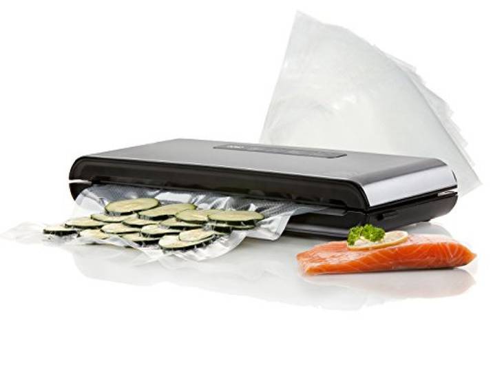 Folienschweißgerät - Sous Vide Einschweißgerät für Lebensmittel & Flüssigkeiten PLUS Starterpaket 70 Stück Vakuumierer Beutel 28x40cm