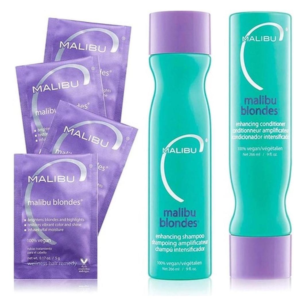 Malibu C Blondes Wellness Kit Shampoo und Spülung plus wöchentlicher Aufheller (Haarpflege Set) (49616)