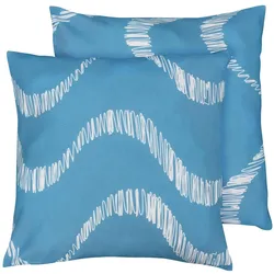 Oviala Business Set mit 2 quadratischen Polyesterkissen 45x45x8 cm weiß und hellblau