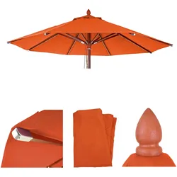 Ersatz-Bezug für Gastronomie Holz-Sonnenschirm MCW-C57, Sonnenschirmbezug Ersatzbezug, rund Ø3m Polyester ~ terracotta