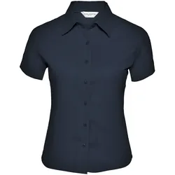Russell Collection Klassische Twill Bluse - Kurzarm, french navy, XL
